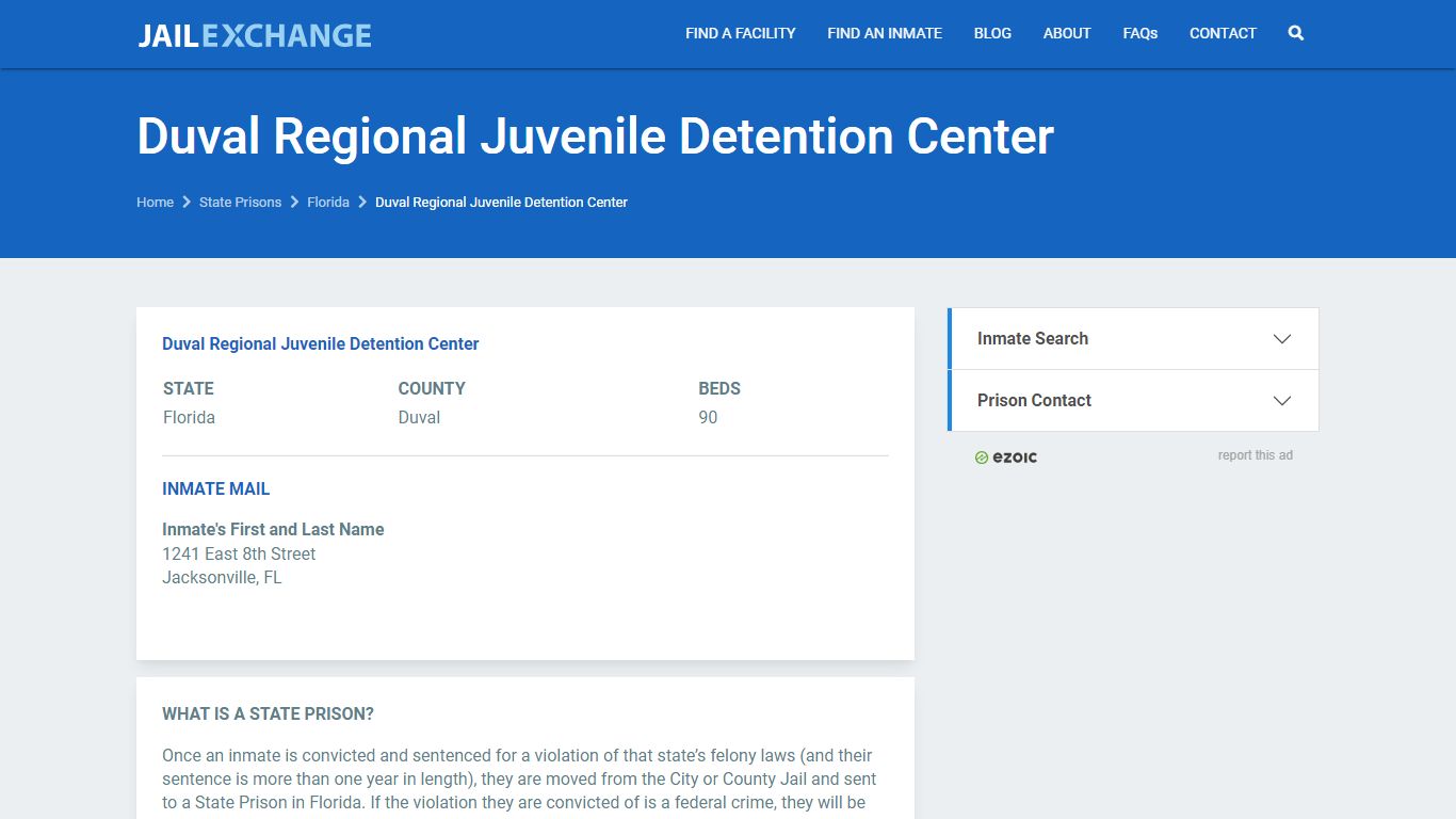 Duval Regional Juvenile Detention Center Prisoner Search ...